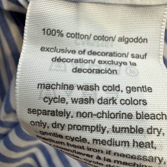 Tommy Hilfiger Popover Blouse Long Sleeves Blue White Pinstripes Cotton Medium - Picture 10 of 10